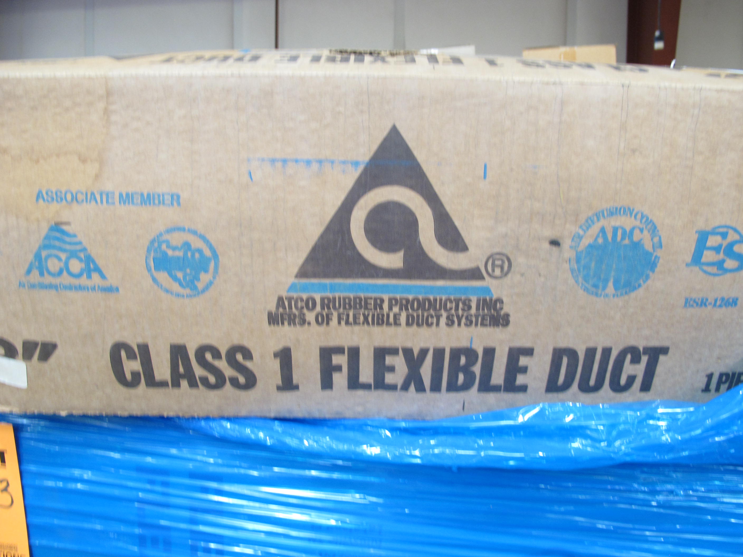 LOT TO INCLUDE: (15) 8" CLASS 1 FLEXIBLE DUCTS, (10) 10" CLASS 1 FLEXIBLE DUCTS, (180) HART & COOLEY CBPS PART# 050818. LOADING & HANDLING FEE $15-4123